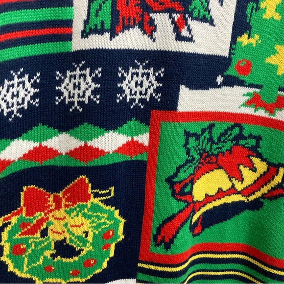 JEM Holiday Sweater XL Ugly Christmas Blue Graphic Pullover Unisex Adult Party - Picture 6 of 10